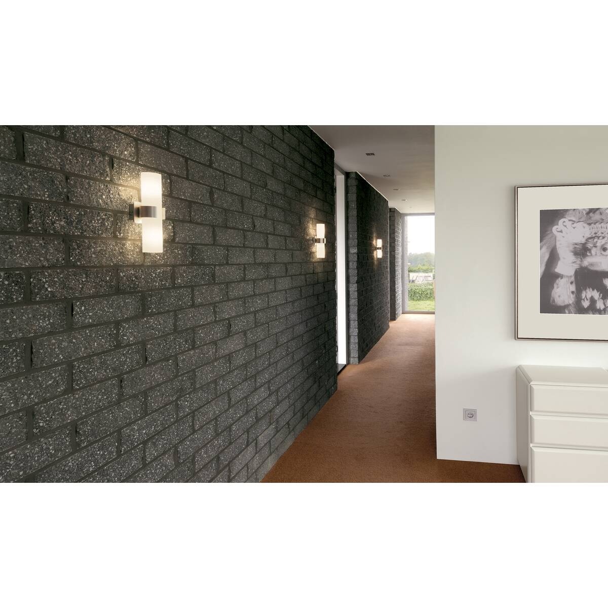DENA 30, Wandleuchte, zweiflammig, A60, aluminium gebürstet, L/B/H 10/8/30, Glas teilsatiniert, max. 80 W – Bild 2