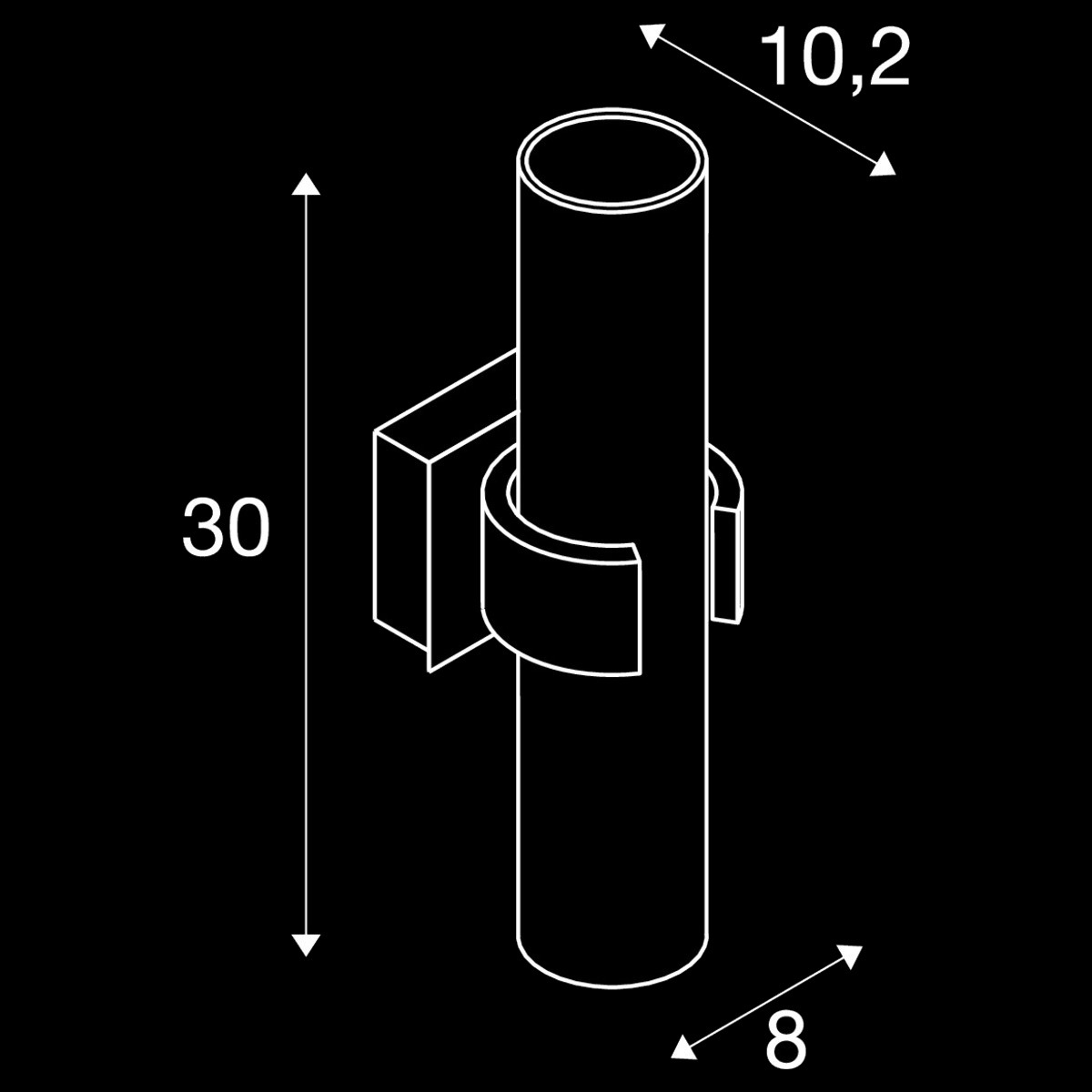 DENA 30, Wandleuchte, zweiflammig, A60, aluminium gebürstet, L/B/H 10/8/30, Glas teilsatiniert, max. 80 W – Bild 4
