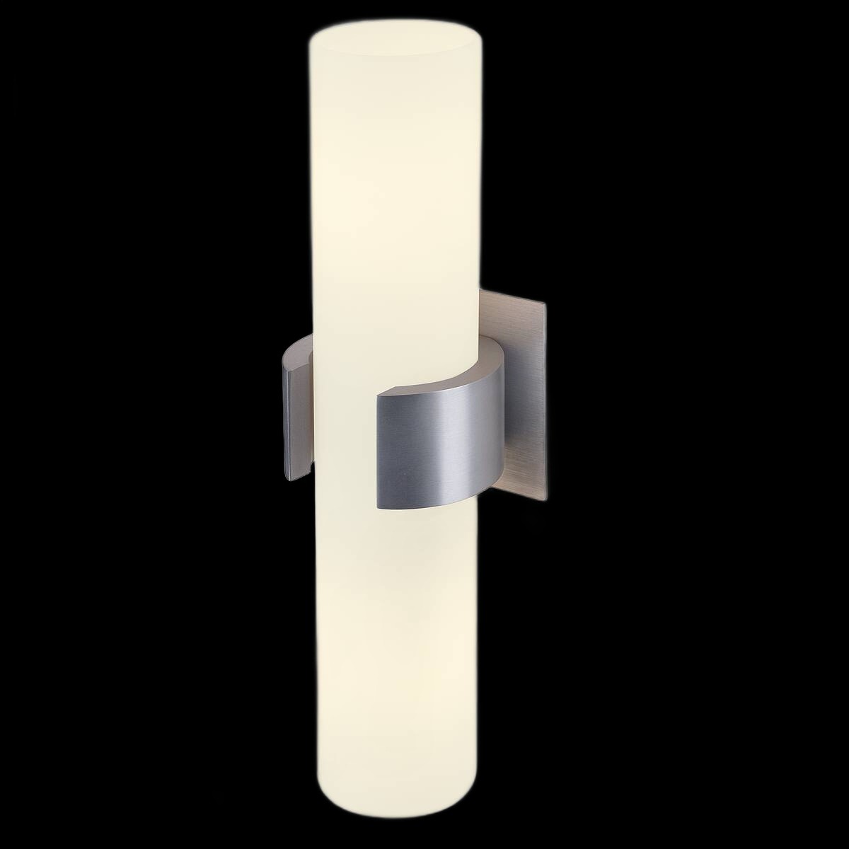 DENA 30, Wandleuchte, zweiflammig, A60, aluminium gebürstet, L/B/H 10/8/30, Glas teilsatiniert, max. 80 W
