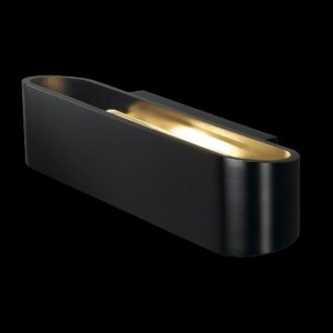 OSSA 300, Wandleuchte, QT-DE12, oval, up/down, schwarz, L/B/H 30/8/6,5 cm, max. 120 W