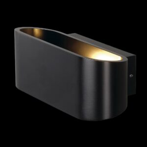 OSSA 180, Wandleuchte, QT-DE12, oval, up/down, schwarz, L/B/H 18/8/7 cm, max. 100 W