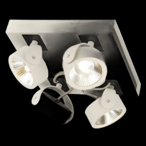 KALU, Wand- und Deckenleuchte, vierflammig, LED, 3000 K, viereckig, weiß/schwarz, 60°