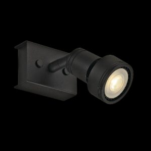 PURI, Wand- und Deckenleuchte, einflammig, QPAR51, schwarz matt, max. 50 W, mit Dekoring