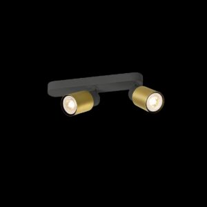 PURI 2.0 Tube, Wand- und Deckenaufbauleuchte, asymmetrisch, 2 x max. 6 W GU10, schwarz / gold
