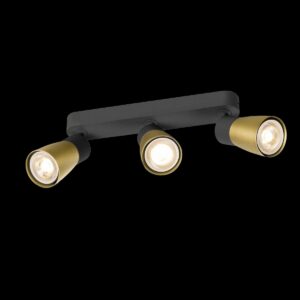 PURI 2.0 Dome, Wand- und Deckenaufbauleuchte, long, 3 x max. 6 W GU10, schwarz / gold