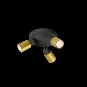 PURI 2.0 Tube, Wand- und Deckenaufbauleuchte, rund, 3 x max. 6 W GU10, schwarz / gold