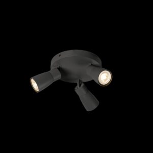 PURI 2.0 Dome, Wand- und Deckenaufbauleuchte, rund, 3 x max. 6 W GU10, schwarz