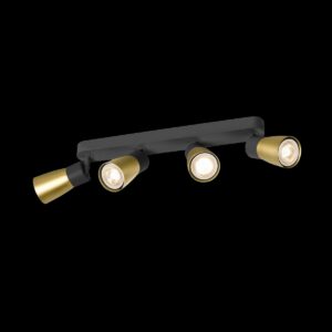 PURI 2.0 Dome, Wand- und Deckenaufbauleuchte, long, 4 x max. 6 W GU10, schwarz / gold
