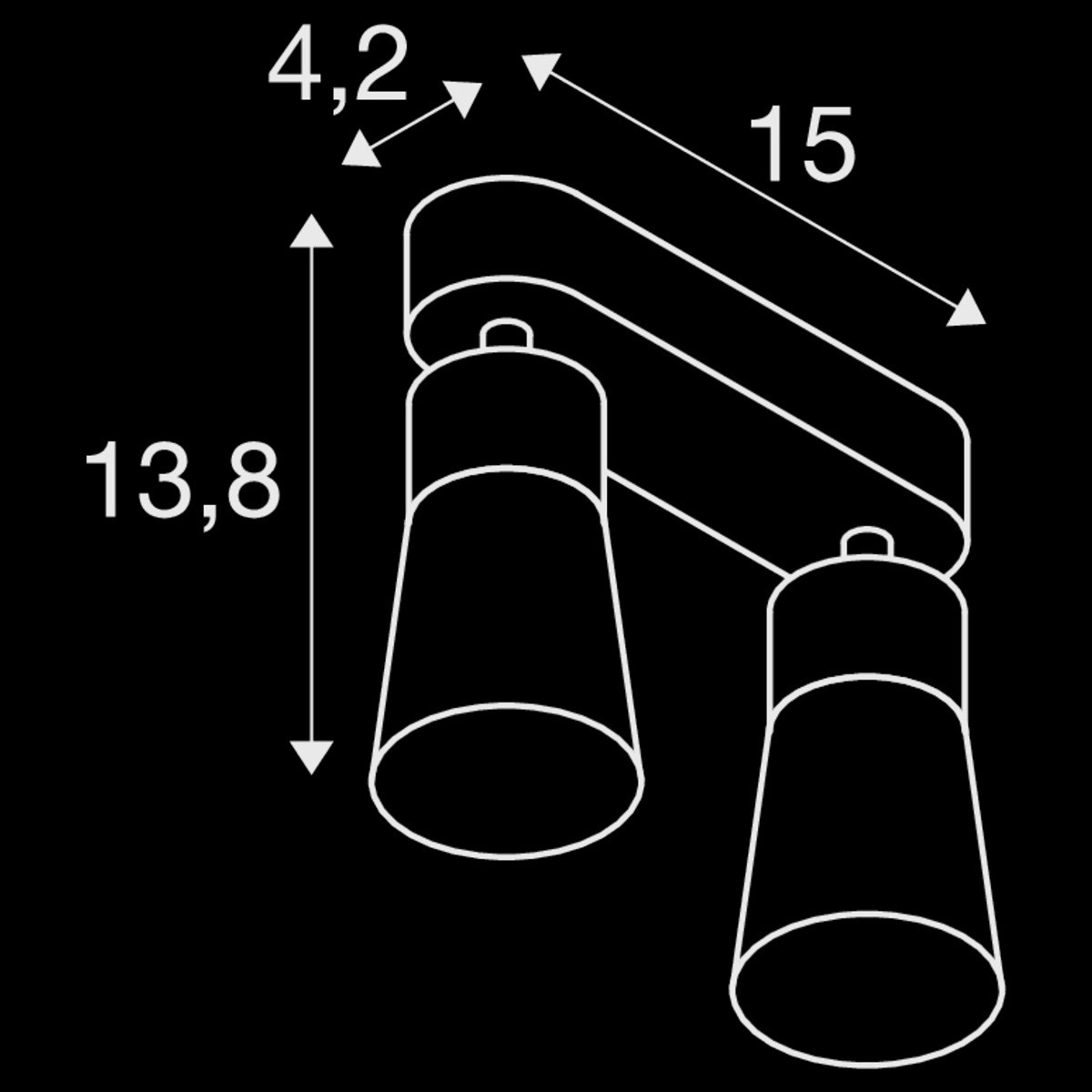PURI 2.0 Cone, Wand- und Deckenaufbauleuchte, long, 2 x max. 6 W GU10, schwarz / gold – Bild 3