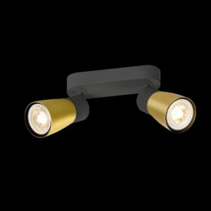 PURI 2.0 Dome, Wand- und Deckenaufbauleuchte, long, 2 x max. 6 W GU10, schwarz / gold