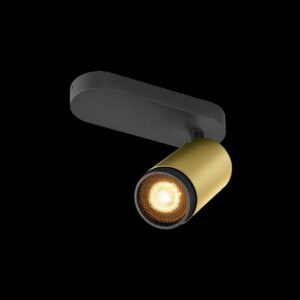 GRIP! L, SPOT CL, single, QPAR51, Deckenaufbauleuchte, zylindrisch, 1 x max. 6 Watt, gold / schwarz