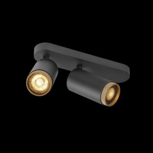 GRIP! L, SPOT CL, double, QPAR51, Deckenaufbauleuchte, zylindrisch, 2 x max. 6 Watt, schwarz / gold