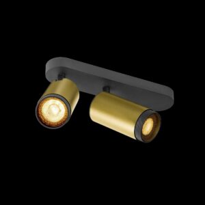 GRIP! L, SPOT CL, double, QPAR51, Deckenaufbauleuchte, zylindrisch, 2 x max. 6 Watt, gold / schwarz