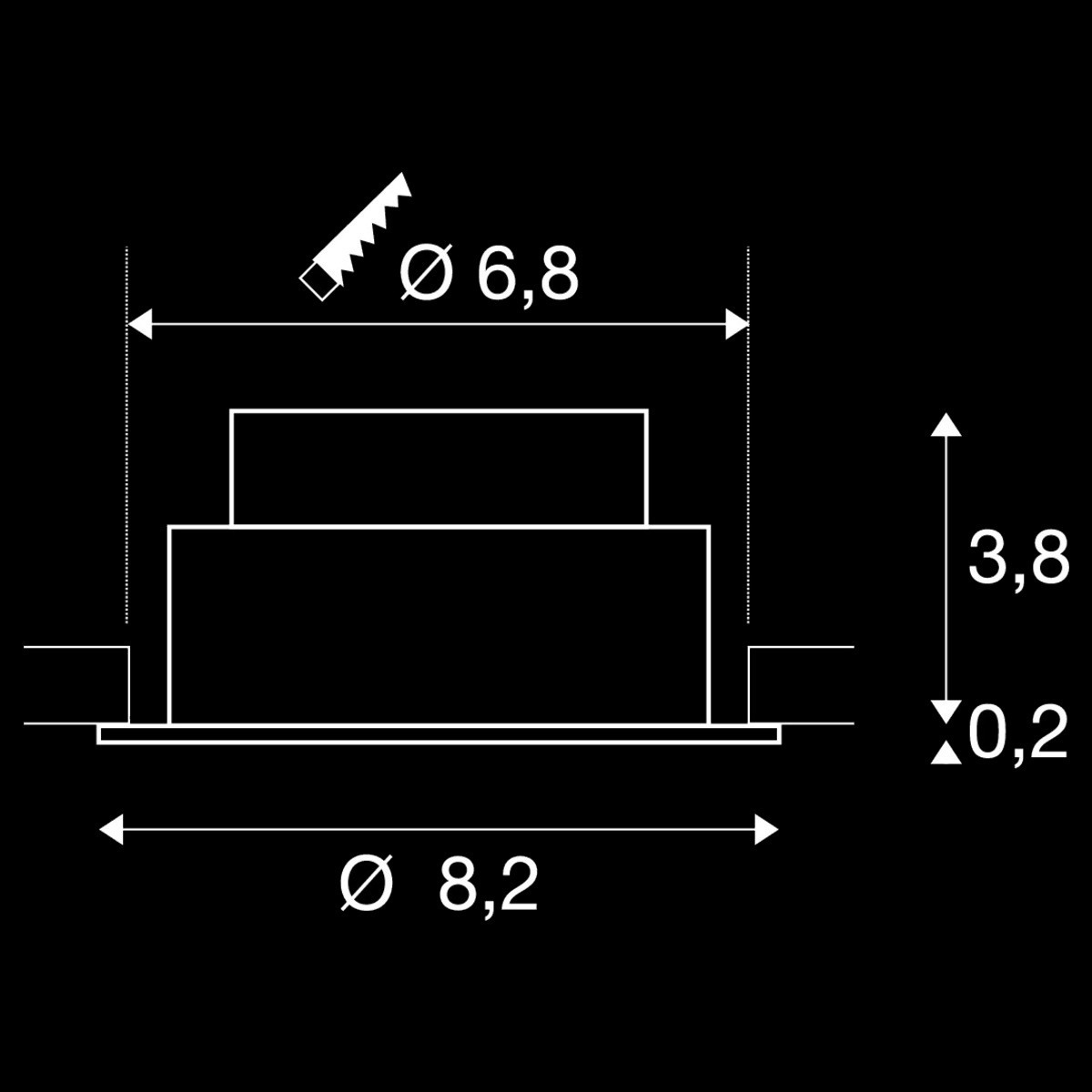 NEW TRIA® 68, Deckeneinbauleuchte, 3000 K, 60°, IP 20, rund, weiß – Bild 4