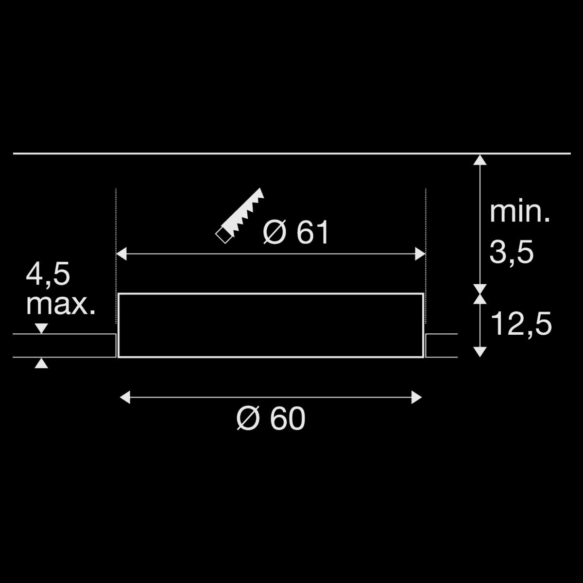 MEDO® 60, Deckeneinbauleuchte, frameless, 3000/4000 K, 80°, IP20, rund, weiß – Bild 4