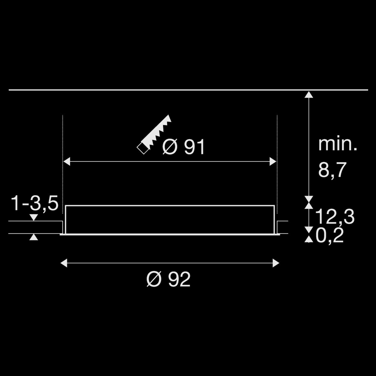 MEDO® 90, Deckeneinbauleuchte, frame, 3000/4000 K, 80°, IP20, rund, weiß – Bild 4