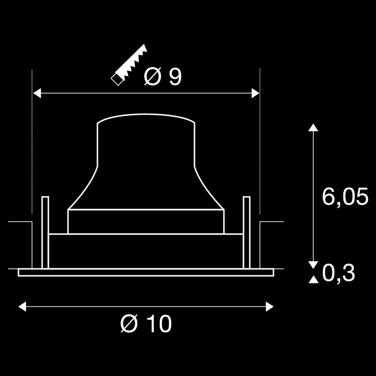 NUMINOS® MOVE S, Deckeneinbauleuchte, 3000 K, 40°, IP20, rund, schwarz – Bild 3