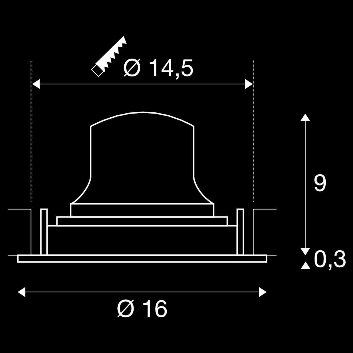 NUMINOS® MOVE L, Deckeneinbauleuchte, 3000 K, 55°, IP20, rund, weiß – Bild 3