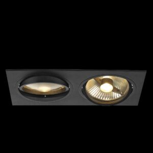 NEW TRIA 300, Einbauleuchte, zweiflammig, QPAR111, rechteckig, schwarz matt, max. 150 W, inkl. Clipfedern