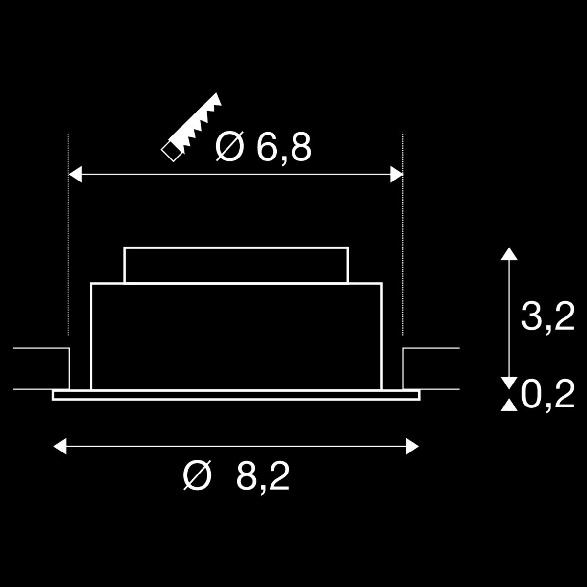 NEW TRIA® UNIVERSAL 68, Deckeneinbauleuchte, 2500/3000/4000 K, 38°, IP 20, rund, weiß – Bild 5