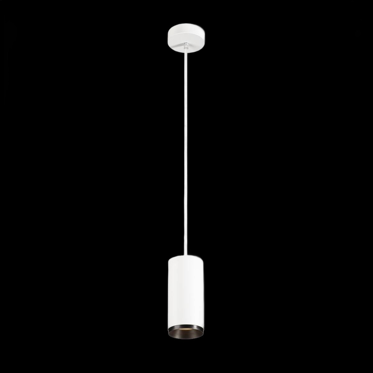 NUMINOS® M PD, PHASE, Pendelleuchte, Pendellänge 250 cm, 2700 K, 14 Watt, 24°, Phasenabschnitt, matt weiß / matt schwarz