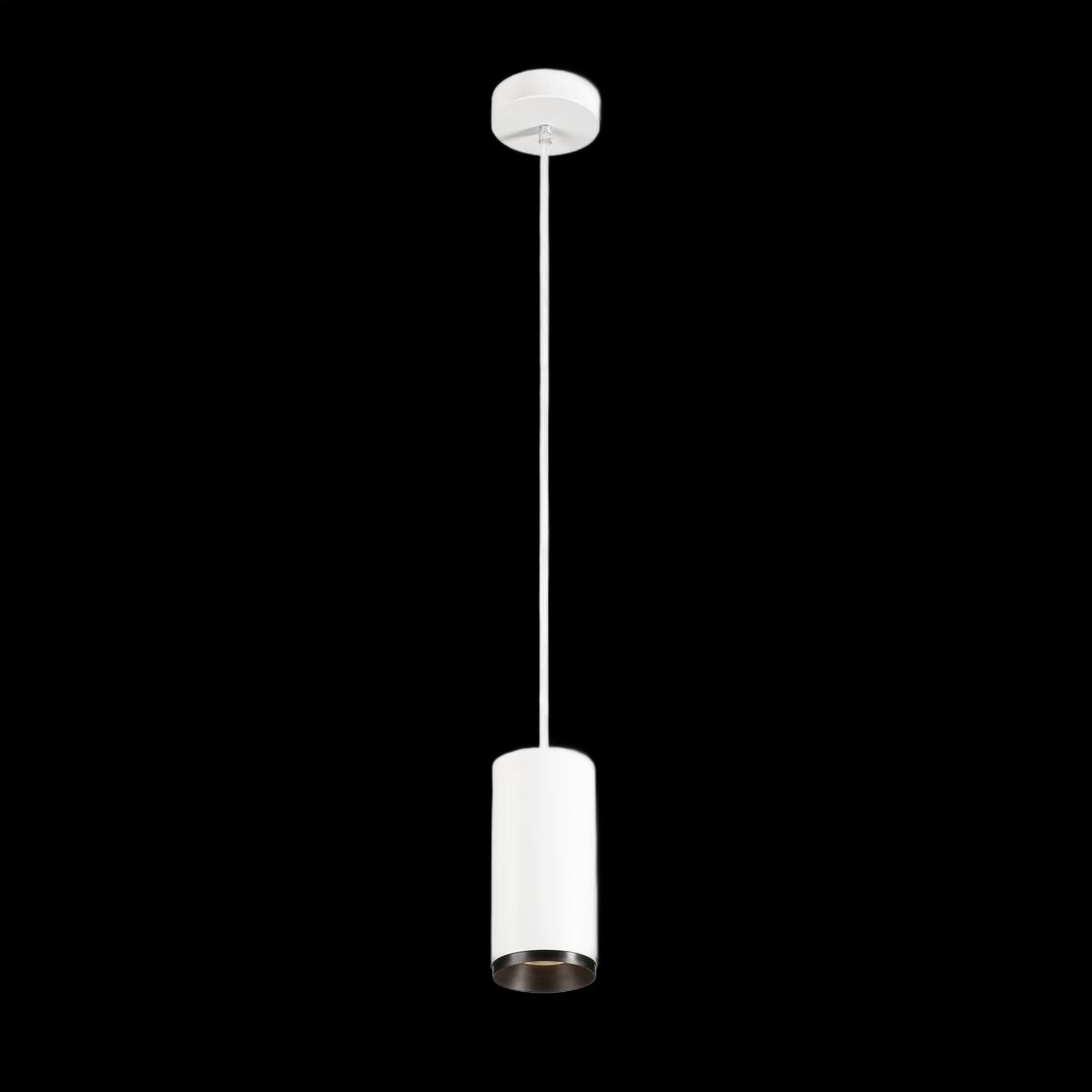 NUMINOS® M PD, PHASE, Pendelleuchte, Pendellänge 250 cm, 3000 K, 14 Watt, 36°, Phasenabschnitt, matt weiß / matt schwarz