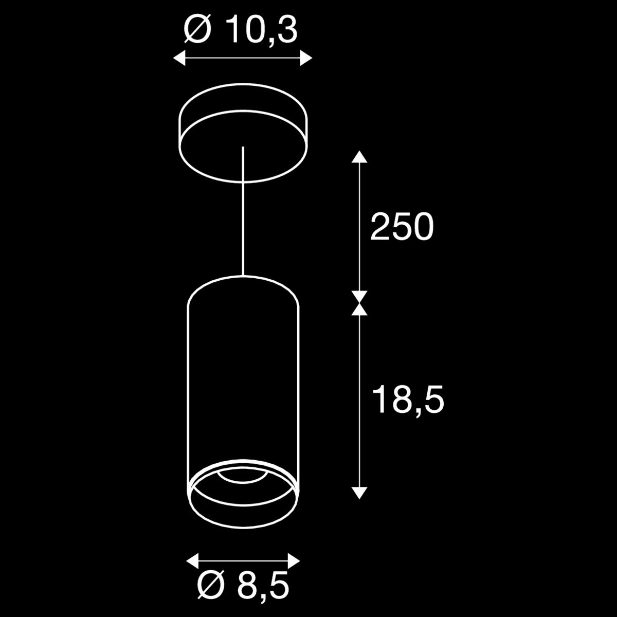 NUMINOS® M PD, DALI, Pendelleuchte, Pendellänge 250 cm, 3000 K, 13 Watt, 24°, DALI, matt schwarz – Bild 4