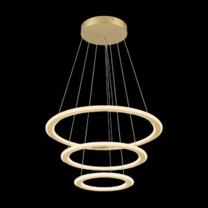 ONE FLAT, Pendelleuchte, triple, 300 cm, 2700/3000 K, DALI 2, Touch, messing