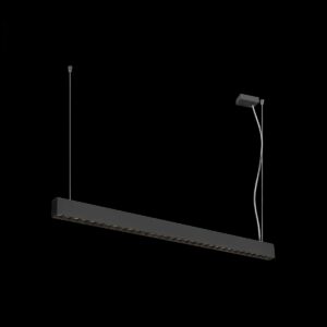 GLENOS® PRO, Pendelleuchte, 1, 2m, DALI, UGR16, Pendellänge 210 cm, 3000K, 75°, schwarz