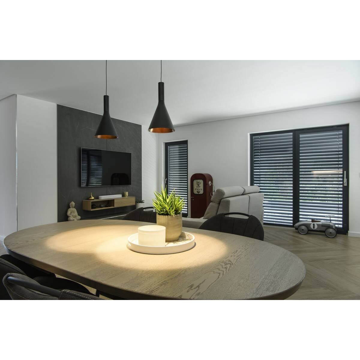 LALU® SET, 1~ Pendelleuchte, LED Base, CONE15, PHASE, Pendellänge 200 cm, 2700/3000K, 40°, schwarz – Bild 2