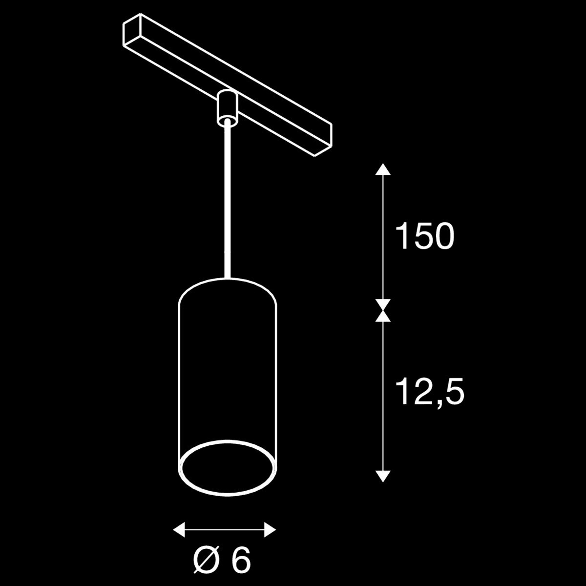 NUMINOS® S, 48V Pendelleuchte, Pendellänge 150 cm, 4000 K, 20°, DALI 2, matt schwarz / matt weiß – Bild 4