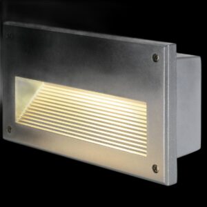 BRICK DOWNUNDER, Outdoor Wandeinbauleuchte, C35, IP44, silbergrau, max. 40 W