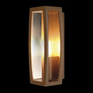 MERIDIAN BOX, Outdoor Wandleuchte, TC-(D,H,T,Q)SE, rost, max. 25 W, klarer Kunststoff