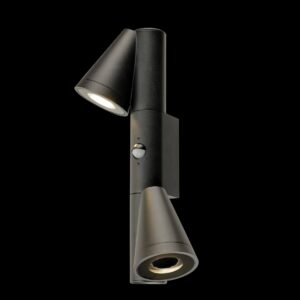 T-TUBE, Wandaufbauleuchte, GU10, double, Sensor, IP44, max. 10 W, schwarz