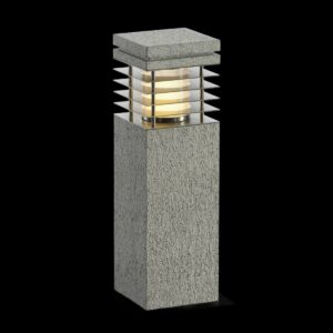 ARROCK GRANITE 40, Outdoor Standleuchte, TC-(D,H,T,Q)SE, IP44, eckig, salt & pepper, Granit, L/B/H 12/12/40 cm, max. 15 W,