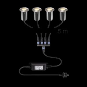 TRAIL-LITE® 60, 4er Set, Bodeneinbauleuchten, 3000K, IP67, rund, edelstahl / aluminium