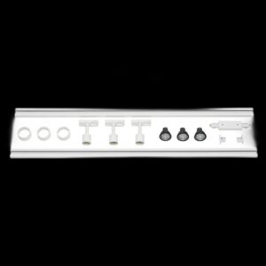 1PHASEN-HOCHVOLT-SET, dreiflammig, weiß, inkl. 2x1 m Hochvoltschiene, 3x Purileuchtköpfe, Längsverbinder, 2 Endkappen, 3x Dekoring, 3x GU10 LED