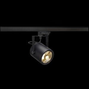 EURO SPOT, Spot für Hochvolt-Stromschiene 3Phasen, QPAR111, rund, schwarz, max. 75 W, inkl. 3Phasen-Adapter