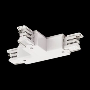 S-TRACK T-Verbinder, rechts, Erde innen, mit Einspeisemöglichkeit, PHASE, weiß