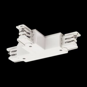 S-TRACK T-Verbinder, links, Erde innen, mit Einspeisemöglichkeit, PHASE, weiß