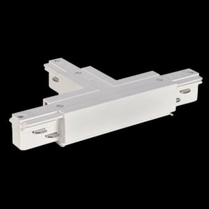 EUTRAC® T-Verbinder, mit Einspeisemöglichkeit, Erde innen, links, verkehrsweiss
