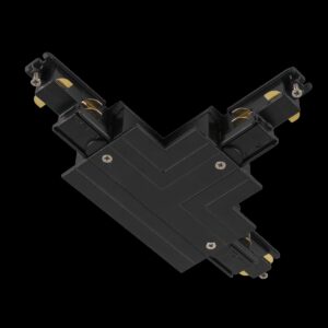 S-TRACK T-Verbinder, 3-Phasen-Einbauschiene, Erde innen links, mit Einspeisemöglichkeit, DALI, PHASE, schwarz