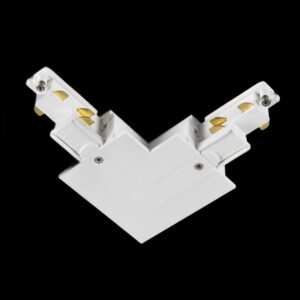 S-TRACK L-Verbinder, 3-Phasen-Einbauschiene, Erde innen, mit Einspeisemöglichkeit, DALI, PHASE, weiß
