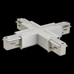 EUTRAC X-Verbinder mit Einspeisemöglichkeit, silbergrau